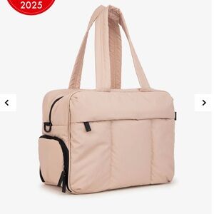 Calpak Luka Duffle Duffel in Rose Quartz Pink Quilted Tote Bag